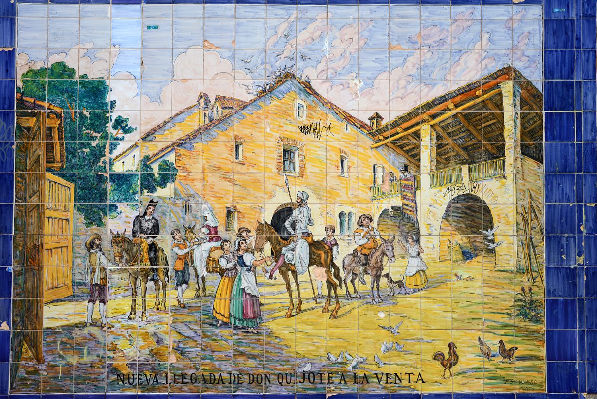11-09 Tiled Image In Plaza Espana of A Scene From Don Quixote In Mendoza